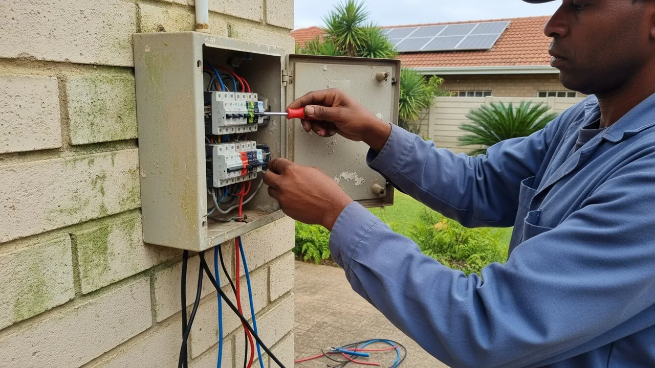 Durban electrician at work on a DB board
